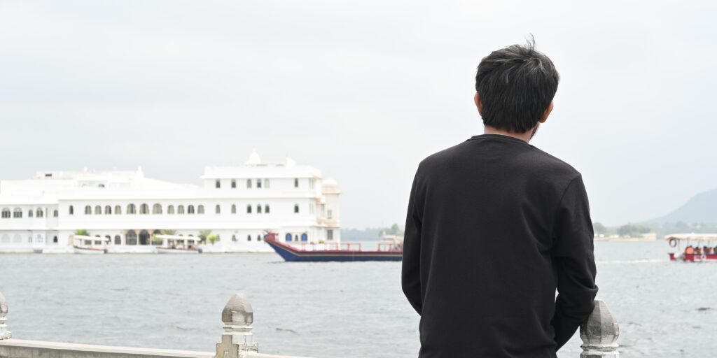 Starring at horizon, at Ambrai ghat, Udaipur
